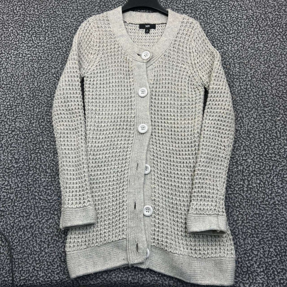 Mossimo Women Medium Gray Metallic Knit Long Cardigan Sweater Size M